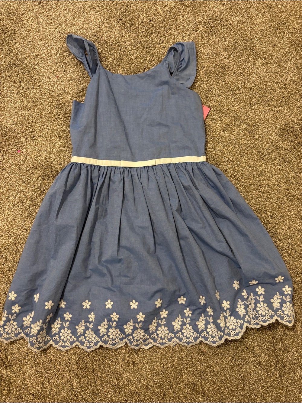 Zunie Blue Cotton Dress with White Embroidery